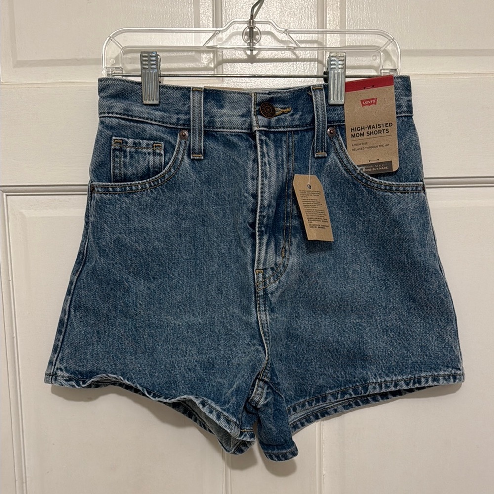 Levi's High Waist Blue Denim Shorts